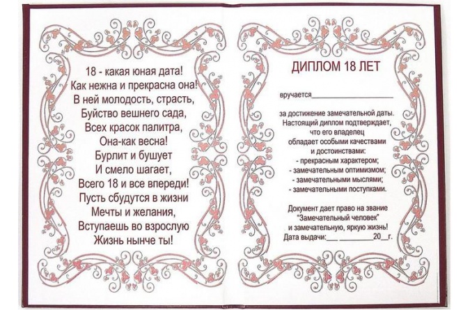 Диплом Эврика 18 лет фото 1